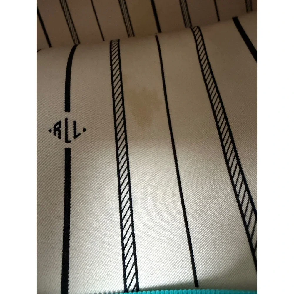 Lauren Ralph Lauren Blue Chevron Y2K Inspired Leather Tote Medium Size